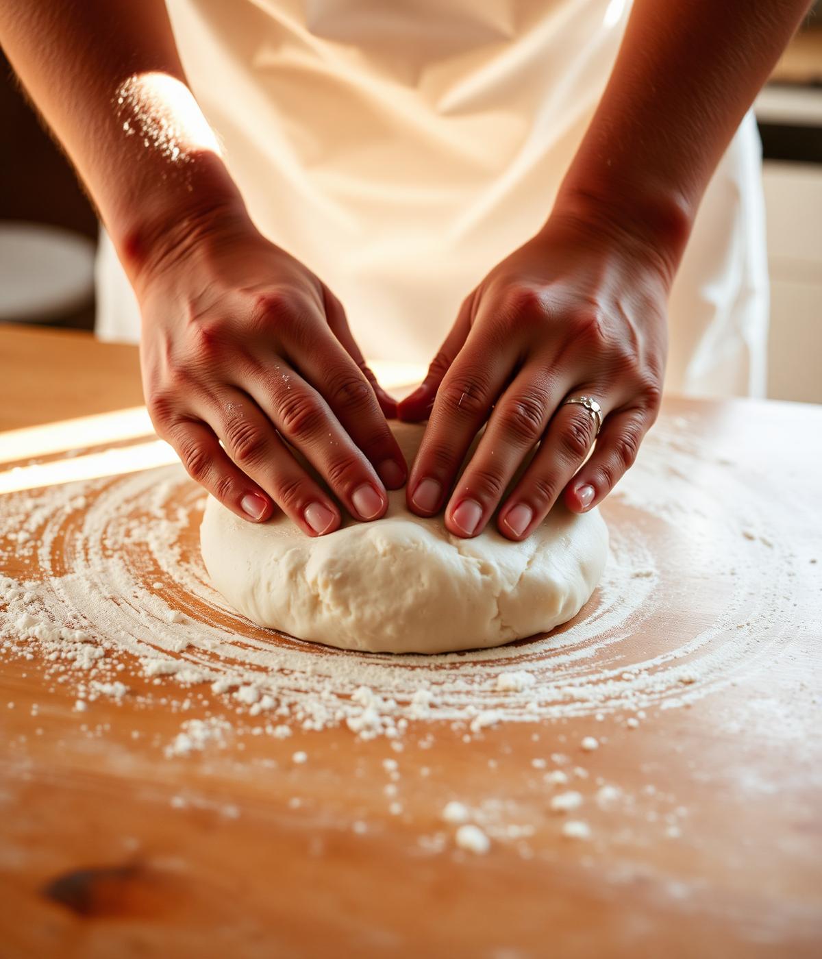 Hands kneading dough — three generations of bakers